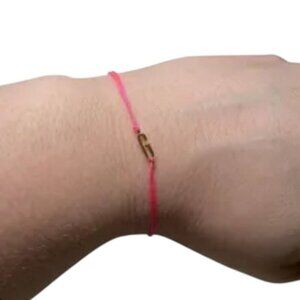 Gorjana Initial Prism Bracelet Pink String Gold "G" NWT